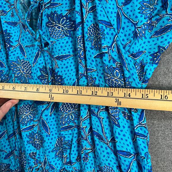 Destination 365 Short-Sleeve Midi Dress with Smo Turquoise Floral Size Small - Picture 7 of 13